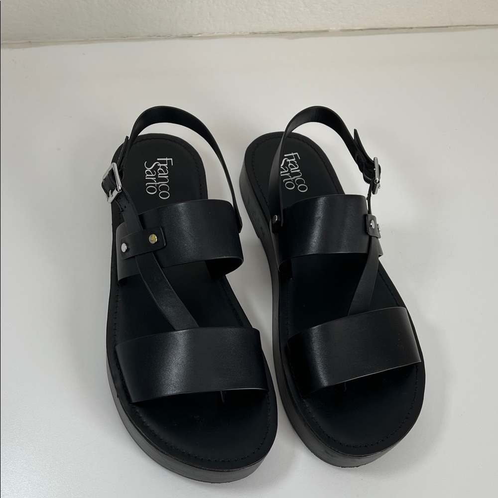 Franco Sarto Black Double Strap Sandals